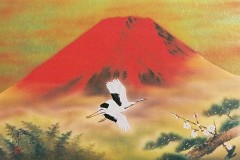 Red Fuji and cranes