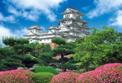 Himeji Castle with azaleas